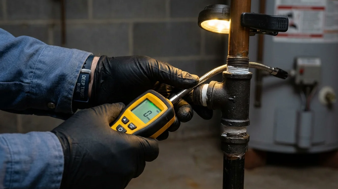 Gas leak detection with electronic sniffer by Johns Plumbing LLC in Stoneham